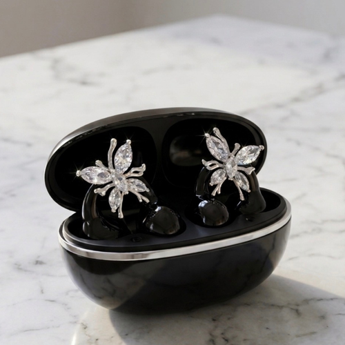 Écouteurs boucle d’oreille papillon noir